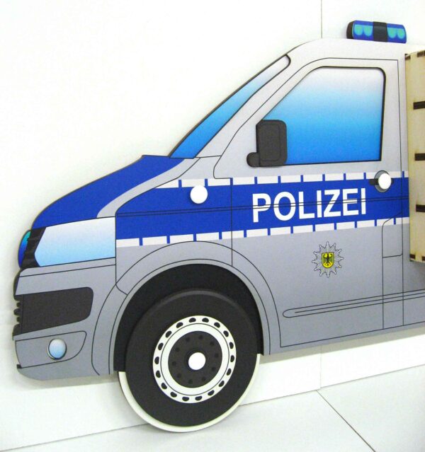3D Dřevěná Polička na Autička VW T5 Polizei